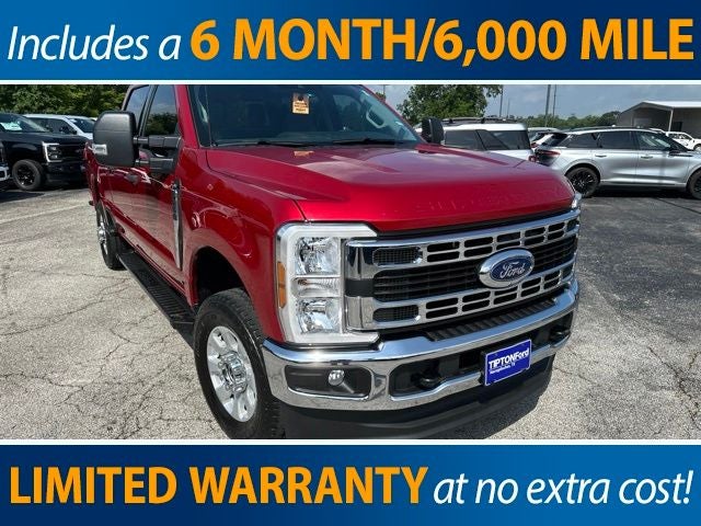 2024 Ford F-250SD XLT in Rapid Red Metallic Tinted Clearcoat — front three-quarter view