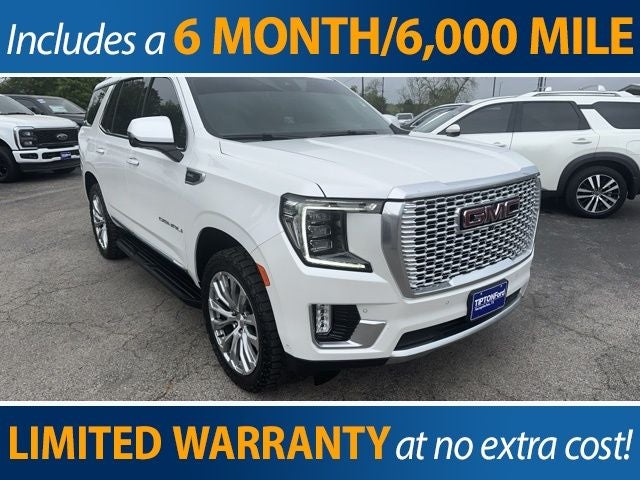 2024 GMC Yukon Denali in White Frost Tricoat — front three-quarter view