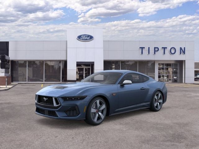 2025 Ford Mustang GT Premium in Vapor Blue Metallic — front three-quarter view