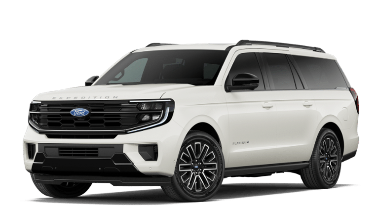 2027 Ford Expedition Max Platinum in Star White Metallic Tri-Coat — front three-quarter view