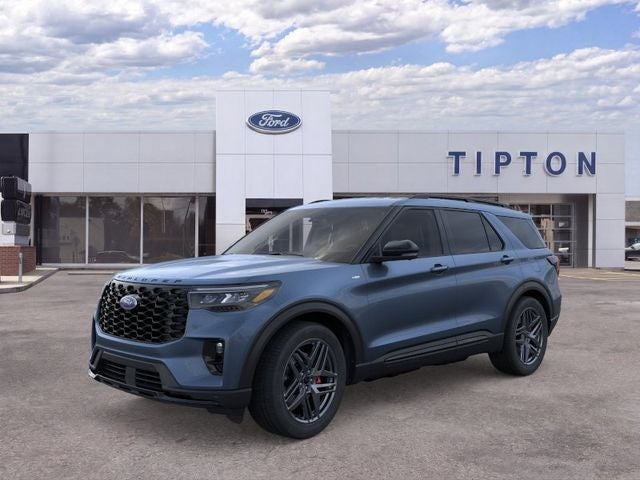 2026 Ford Explorer ST-Line in Vapor Blue Metallic — front three-quarter view
