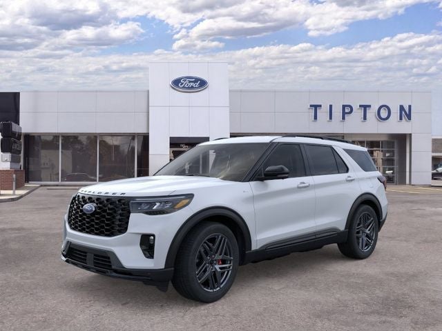 2026 Ford Explorer ST-Line in Space White Metallic — front three-quarter view